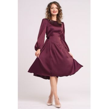 Rochie midi din matase cu croiala evazata