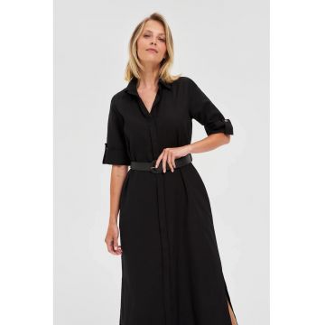 Rochie midi neagra tip camasa