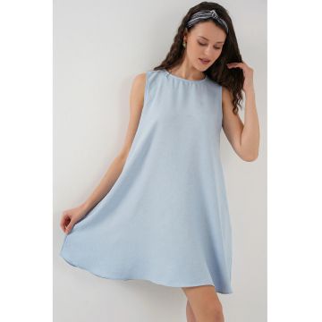 Rochie mini  A-line - albastru gheata - amestec de in