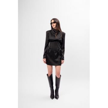 Rochie Mini din Satin cu Corset Integrat – Culoare Fucsia