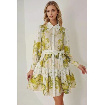 Rochie mini -  imprimeu - multicolor - material subtire