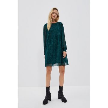 Rochie mini maneci bufante verde smarald