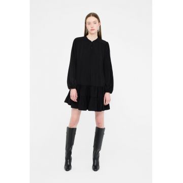Rochie scurta evazata cu maneci lungi - Negru