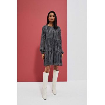 Rochie trapezica neagra cu imprimeu