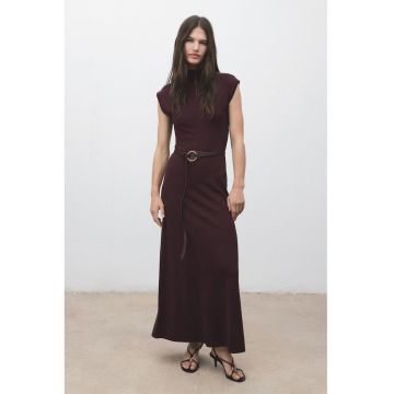 Rochie tricotata fin cu croiala in A - Visiniu
