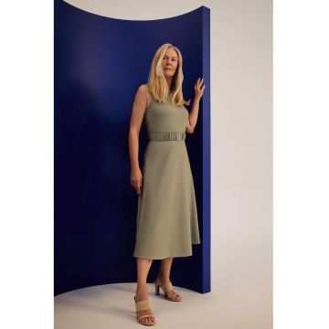 Rochie verde masliniu cu curea
