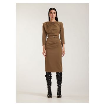 Rochie conica midi cu drapaje pe bust Ibis