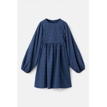 Rochie cu broderie si model in carouri