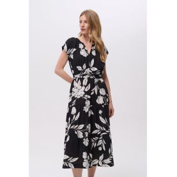 Rochie cu decolteu in V si imprimeu floral