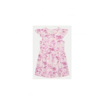 Rochie cu decolteu rotund si imprimeu grafic