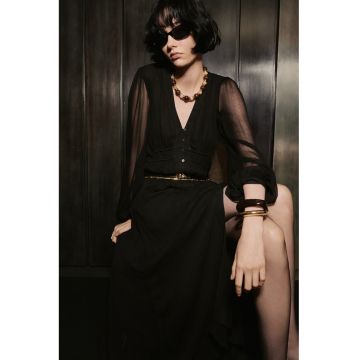 Rochie cu maneci bufante si decolteu in V