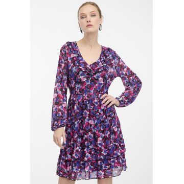 Rochie cu maneci lungi si imprimeu