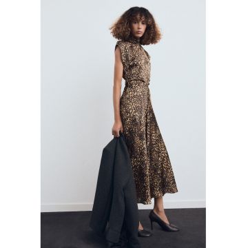 Rochie de satin cu animal print