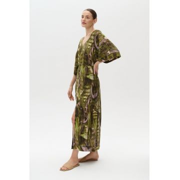 Rochie din amestec de in cu imprimeu floral