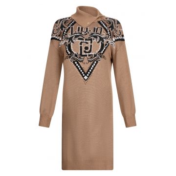 Rochie din amestec de lana cu guler inalt