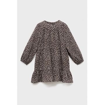 Rochie din bumbac cu volane si maneci lungi