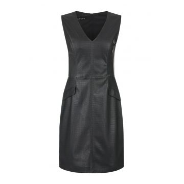 Rochie din imitatie de piele cu decolteu in V