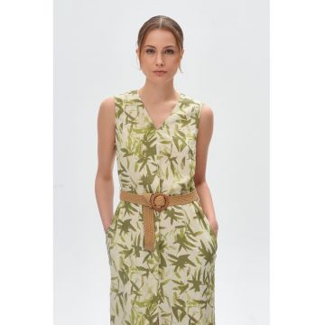 Rochie dreapta din amestec de in cu buzunare laterale