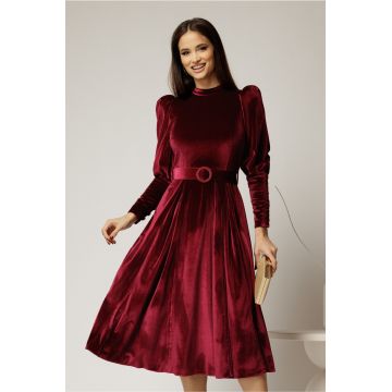 Rochie DY Fashion bordo din catifea