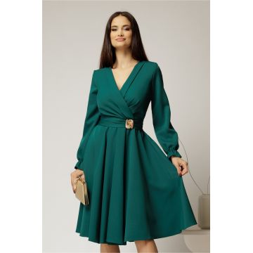 Rochie DY Fashion verde cu decolteu petrecut si catarama aurie