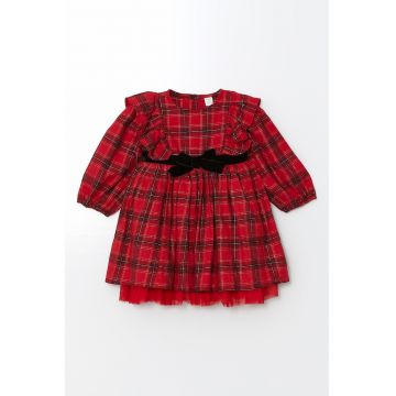 Rochie in carouri cu volane