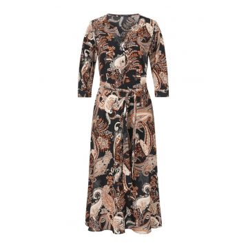 Rochie lunga cu decolteu in V si imprimeu paisley