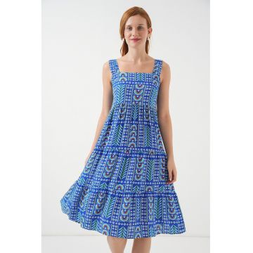 Rochie maxi -  albastru indigo - textil
