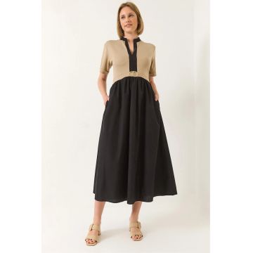 Rochie maxi -  LUCCI - decolteu in V - multicolor - textil