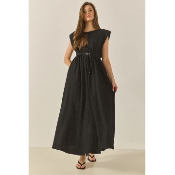 Rochie maxi texturata  LUCCI - negru - poliester