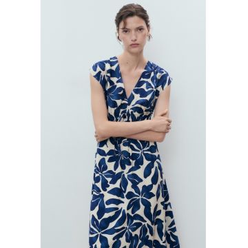 Rochie midi cu croiala in A si decolteu in V