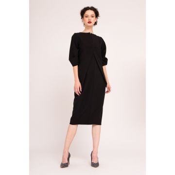 Rochie midi cu maneci bufante 3/4