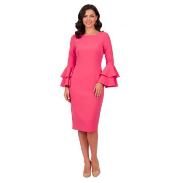 Rochie midi cu maneci cu volane -