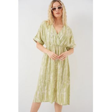 Rochie midi dama - HiCCUP cu decolteu in V - viscoza - verde