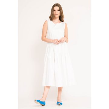 Rochie midi din bumbac nivelata