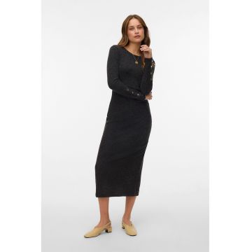 Rochie midi din tricot cu fronseu lateral