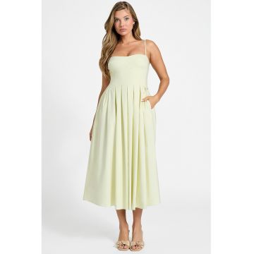 Rochie midi evazata cu buzunare laterale