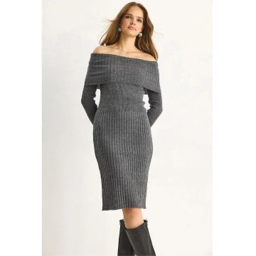 Rochie Midi -  Gri ardezie - tricot - Gri ardezie -