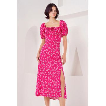 Rochie midi HiCCUP cu imprimeu floral - funda - roz - viscoza