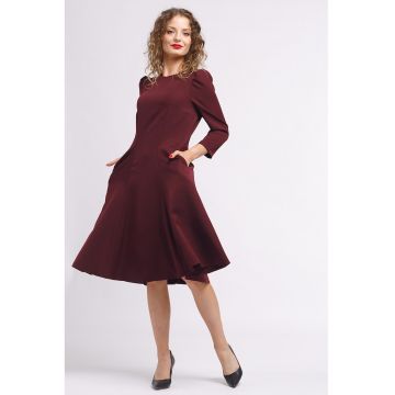 Rochie midi plisata cu buzunare laterale