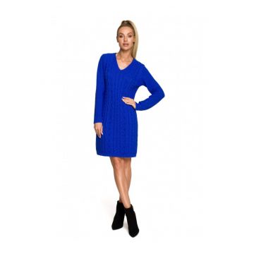 Rochie pulover  Cu decolteu in V - Acril - Nylon - Albastru