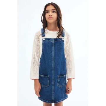 Rochie-sarafan din denim cu buzunare aplicate