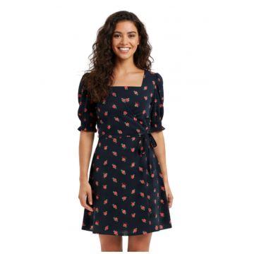 Rochie scurta cu decolteu patrat si model floral -