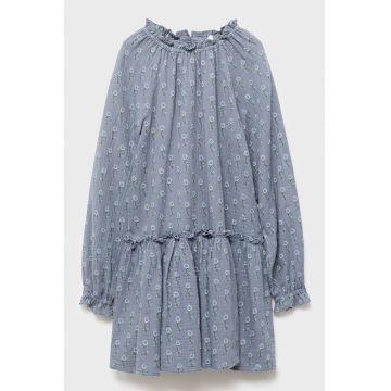 Rochie stratificata cu maneci lungi si model floral