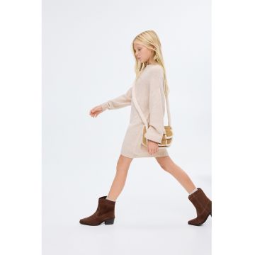 Rochie tricotata cu maneci lungi