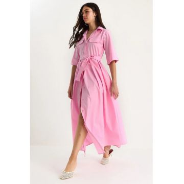 Rochie Camasa Maxi  Roz aprins - Textil -