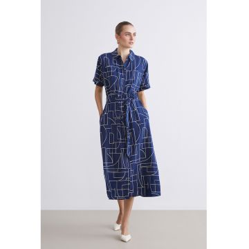 Rochie-camasa midi cu buzunare laterale