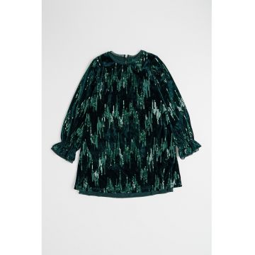 Rochie cu aspect de catifea si aplicatii cu paiete