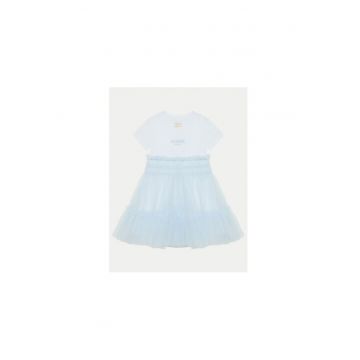 Rochie cu imprimeu logo si tulle
