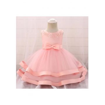 Rochie  De Ocazie - Cu Perlute - Fara maneca - Roz