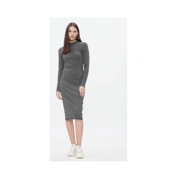 Rochie de zi Dama -  Gri - bumbac-elastan -